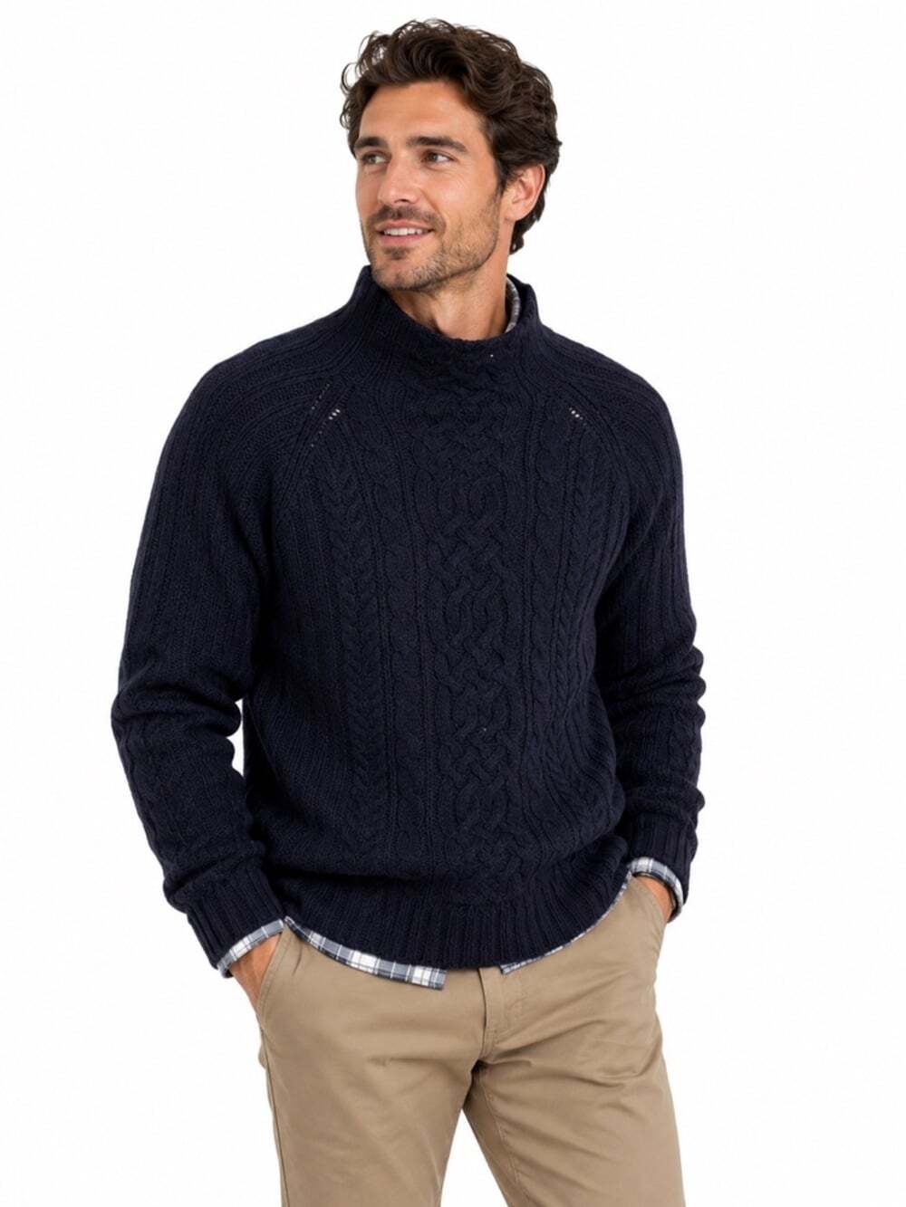 Tommy Hilfiger Wool Sweater Large Long Sleeve Turtleneck Cable Knit Fall Layers